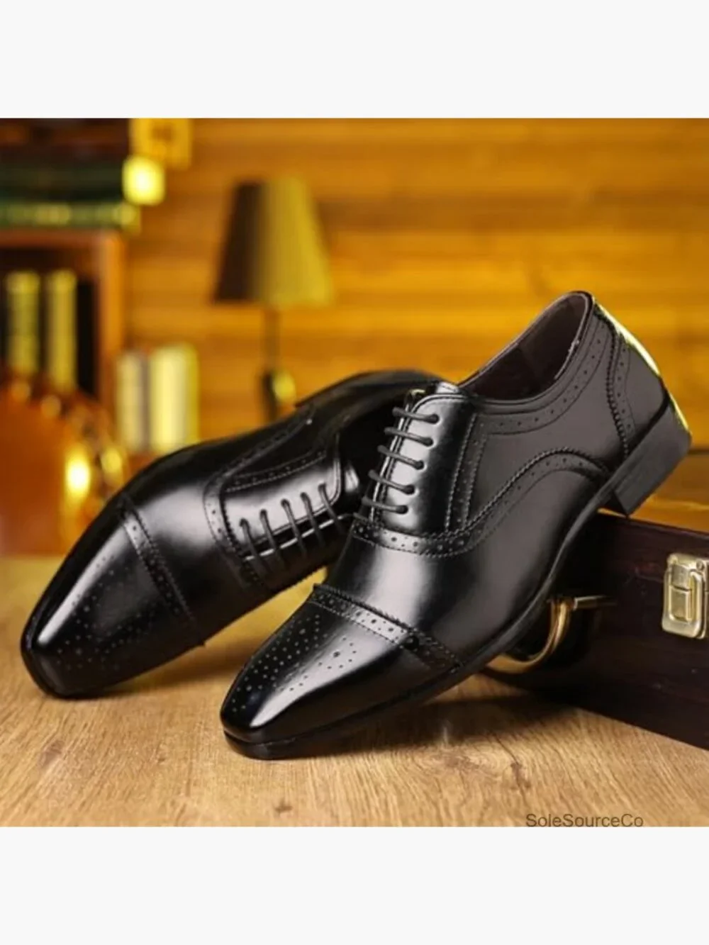 Men's Leather Lace Up Cap Toe Brogue Oxfords Dress Shoes Classic Business